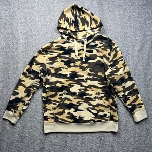 Athletech Hoodie Mens Medium Tan Green Camouflage Camo Fleece Sweatshirt